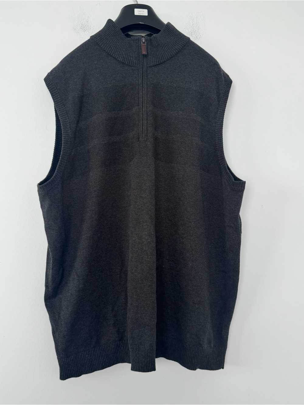 Roundtree & Yorke Sweater Vest Mens 2XL Gray 1/4 Zip Mock Neck Knit Grandpacore